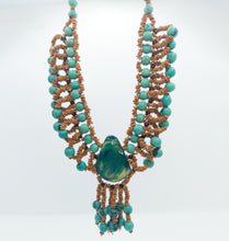 Load image into Gallery viewer, Blue Açaí & Coconut Shell Chenille Necklace
