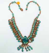 Load image into Gallery viewer, Blue Açaí & Coconut Shell Chenille Necklace