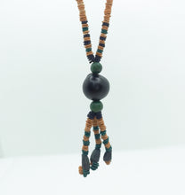 Load image into Gallery viewer, Black Açaí Tassel Pendant Necklace