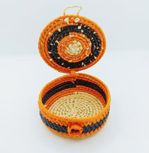 Cargar imagen en el visor de la galería, Orange and Black Tucuma Woven Jewelry Box