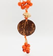 Load image into Gallery viewer, Orange Coconut Shell and Acai Cluster Necklace