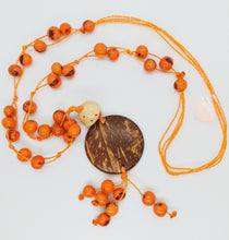 Load image into Gallery viewer, Orange Coconut Shell and Acai Cluster Necklace