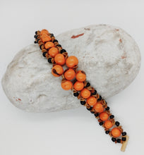 Load image into Gallery viewer, Orange Acai Chenille Cluster Bracelet
