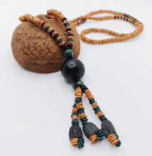 Load image into Gallery viewer, Black Açaí Tassel Pendant Necklace
