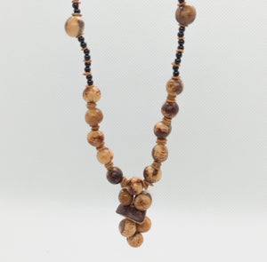 Natural Acai and Coconut Shell Cluster Necklace