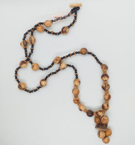 Natural Acai and Coconut Shell Cluster Necklace