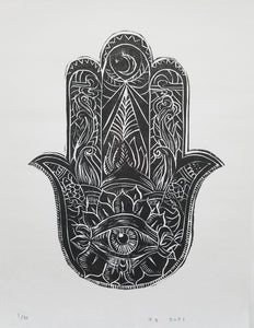 Hand of Fatima - Linocut Print No 45