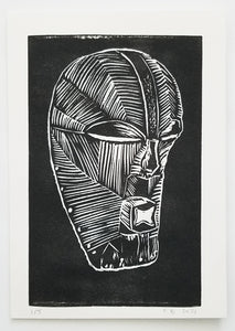 African Mask I - Linocut Print No 47