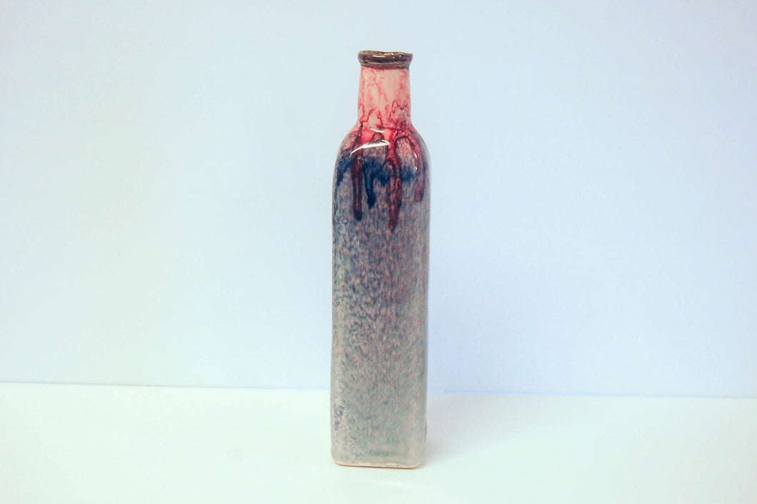 Tall Blue/Red Rainfall Vase